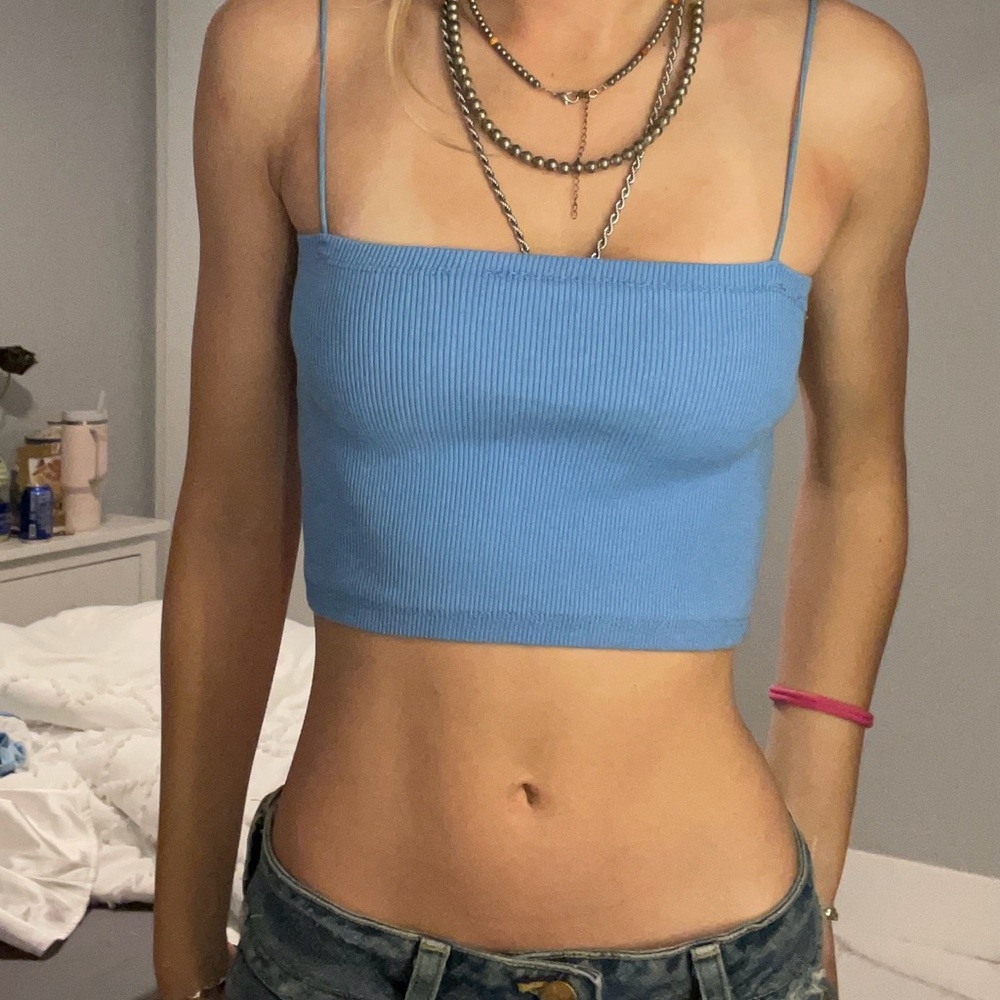 Aeropostale Light Blue Ribbed Crop Top